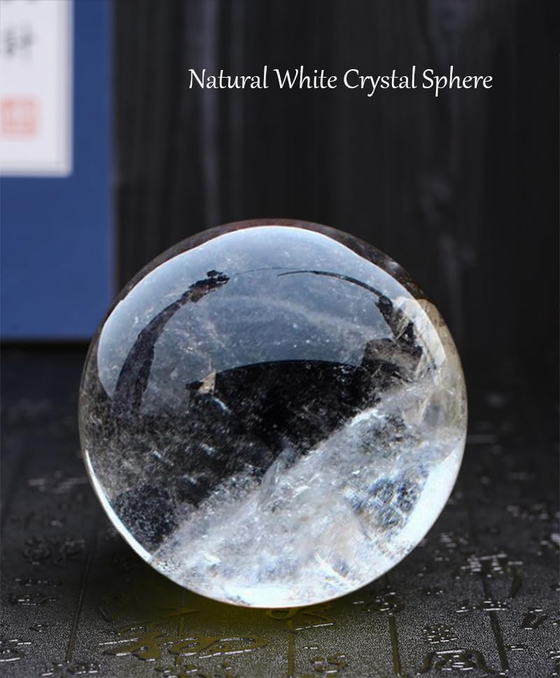 NIBHZ Bola de Cristal de Cuarzo Transparente Natural – Bolas de meditación con Esfera de Cristal de Cuarzo Transparente para brujería y Bolas Decorativas,75mm