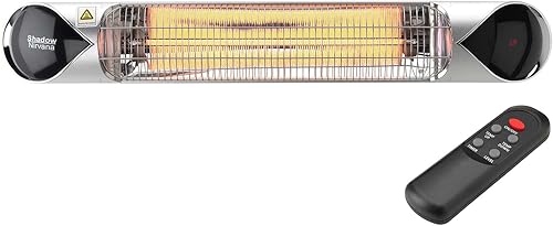 Hanover Lámpara de calor halógena eléctrica de 165 pulgadas de 1500 W con soporte de techo y pared Potente calefacción para áreas exteriores de