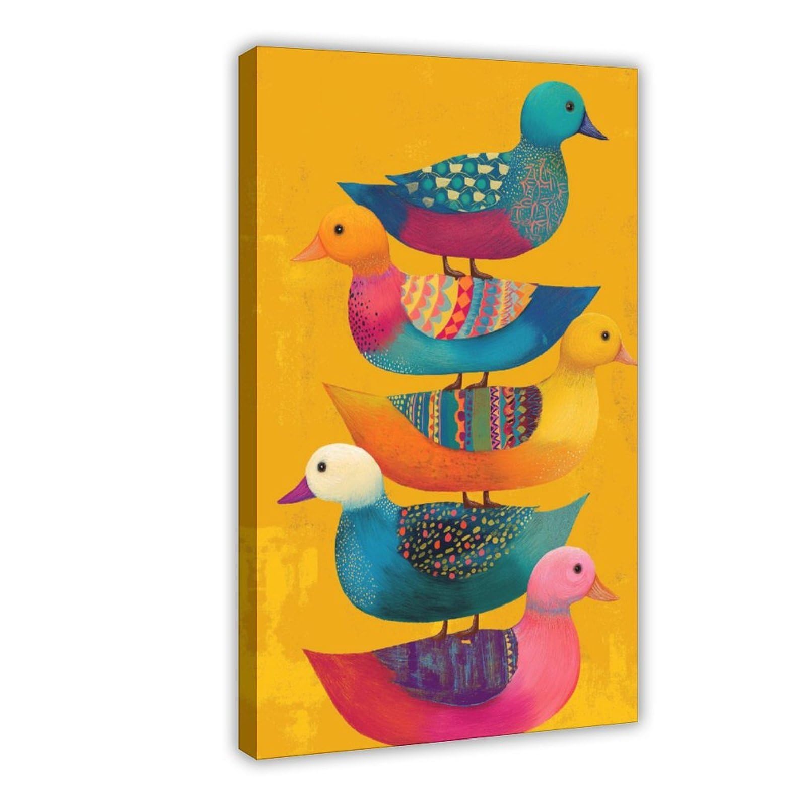 MRYCQ Colorful Duck Folk Poster Canvas Poster for Bedroom Decor Gift
