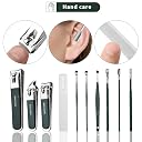 Seenoz 10-In-1 Nail Clipper Set, Stainless Steel Manicure Pedicure Kit with Case, Travel Mini Nail Kit with Leather Case, Professional Nail Care Tools for Men & Women (Pack of 1, Dark Green) gallery image