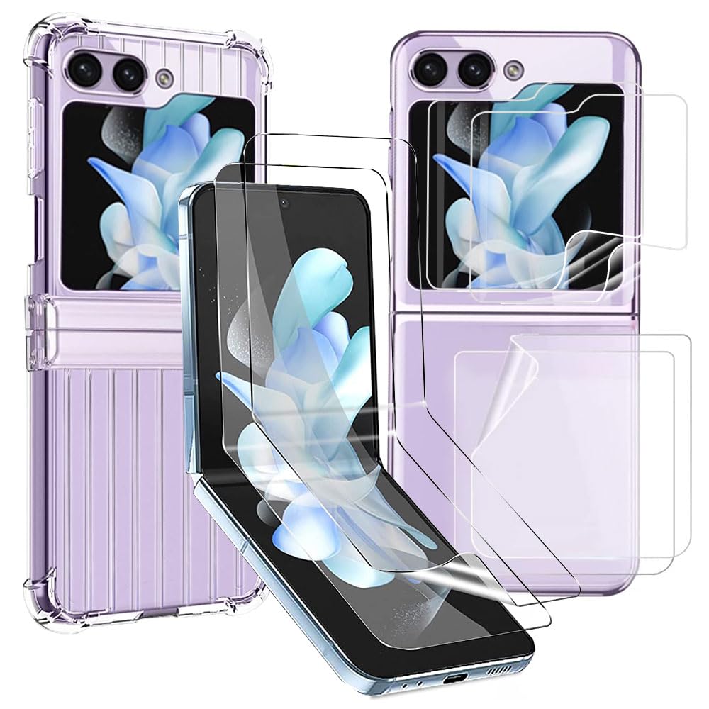 Moninsta [1+6] Compatible with Samsung Galaxy Z Flip 5 Screen Protector,Transparent PC Case,Hydrogel Film Soft Soft Film Inner Screen Back Cover HD Protector,Bumper Shockproof Protective Cover Case