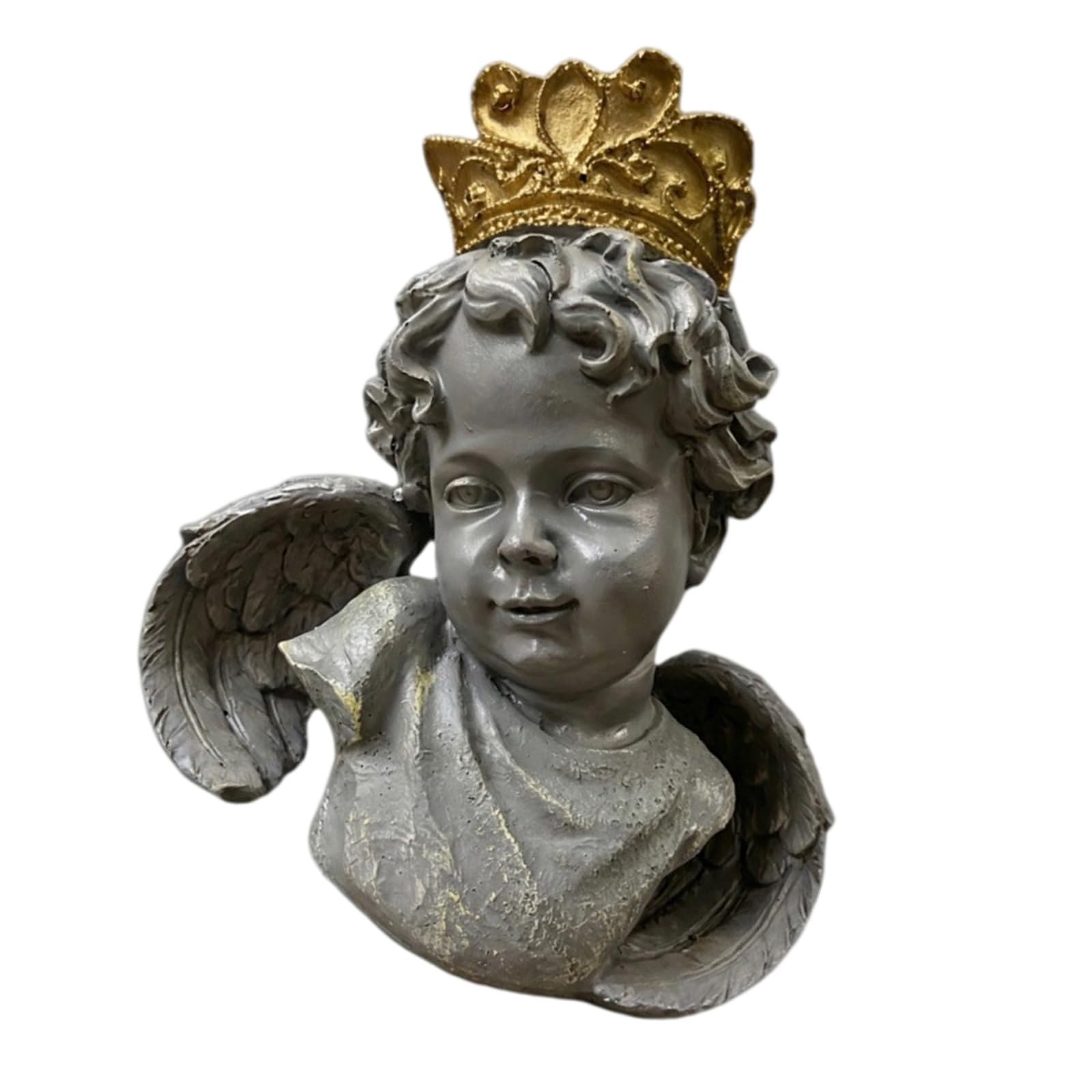 Escultura de busto de resina con coronas doradas, una adición para espacios elegantes, varios ajustes del hogar, figura decorativa de busto