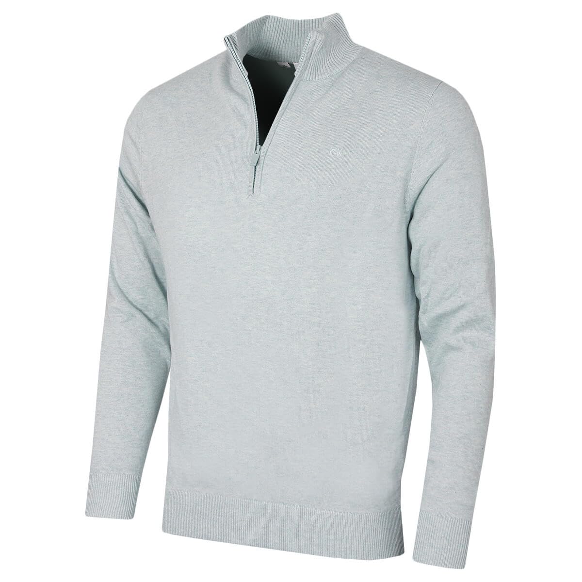 Calvin Klein Mens Campus 1/2 Zip Sweater - Light Blue Marl - XXXL