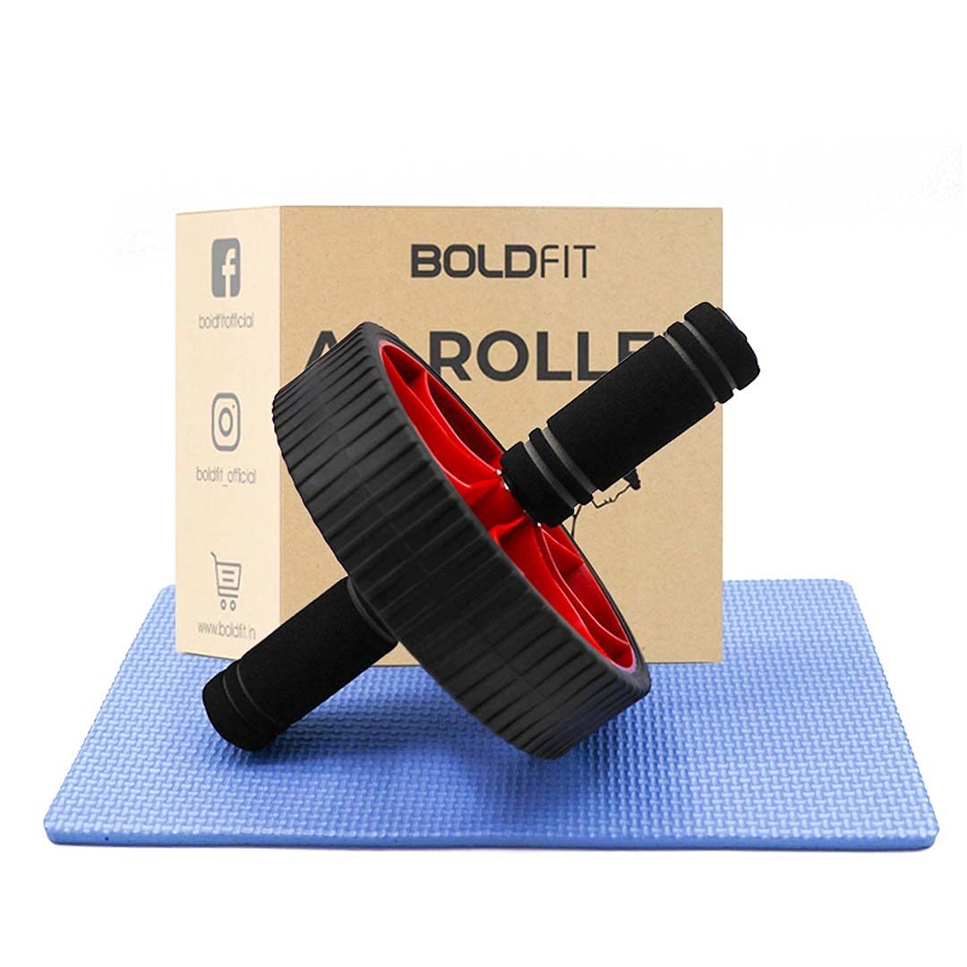 Boldfit Ab Roller For Men & Women. Abs Exercise Equipment For Tummy. Usable In Gym Workout, Home Workout, Abdominal Exercise For Fitness | Anti Slip & Anti Skid Abs Wheel With Knee Mat-image-14