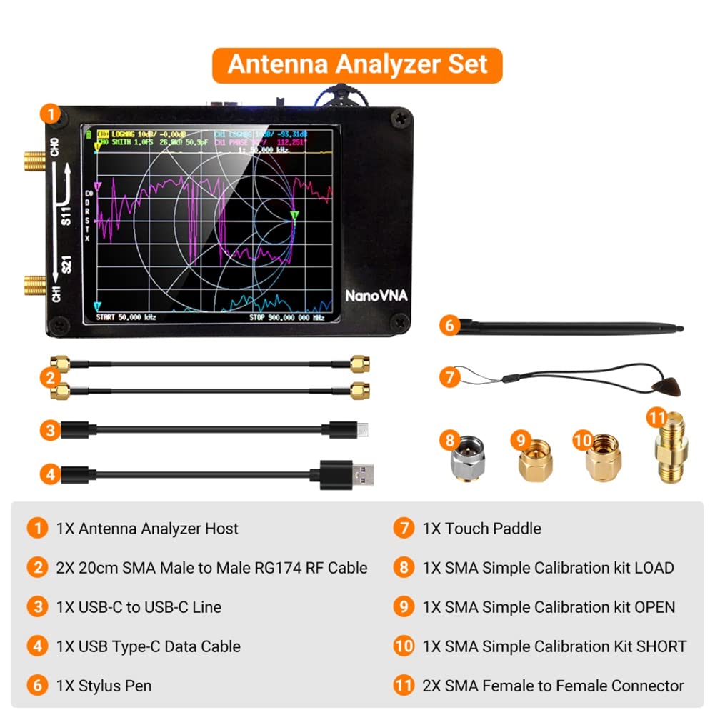 melairo Analyseur D'Antenne RéSeau Vectoriel -H AméLioré 10KHz-1.5GHz MF HF VHF UHF pour Lecteur de Carte SD Testeur NuméRique