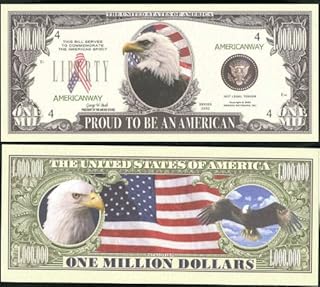 Bald Eagle - Proud to Be an American Million Dollar Novelty Bill Collectible in Currency Holder