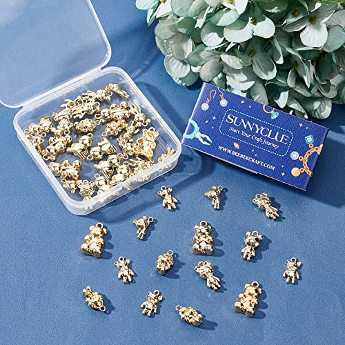 SUNNYCLUE 1 Box 48Pcs 6 Styles Plating Alloy Bear Charms Gold Cartoon Bear Pendant Animal Dangles for Jewellery Making Charms Keychain Earring Findings Bracelet Necklace Supplies Adult Women - Image 4