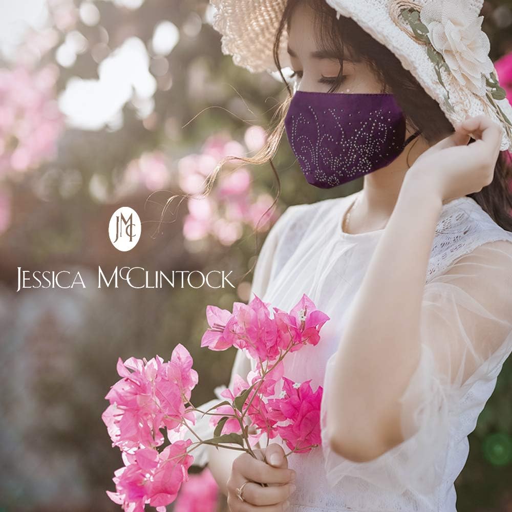 Jessica Mcclintock 2 Face Masks per Pack 1 Solid (Black) 1 Stone (Black) : Clothing, Shoes & Jewelry