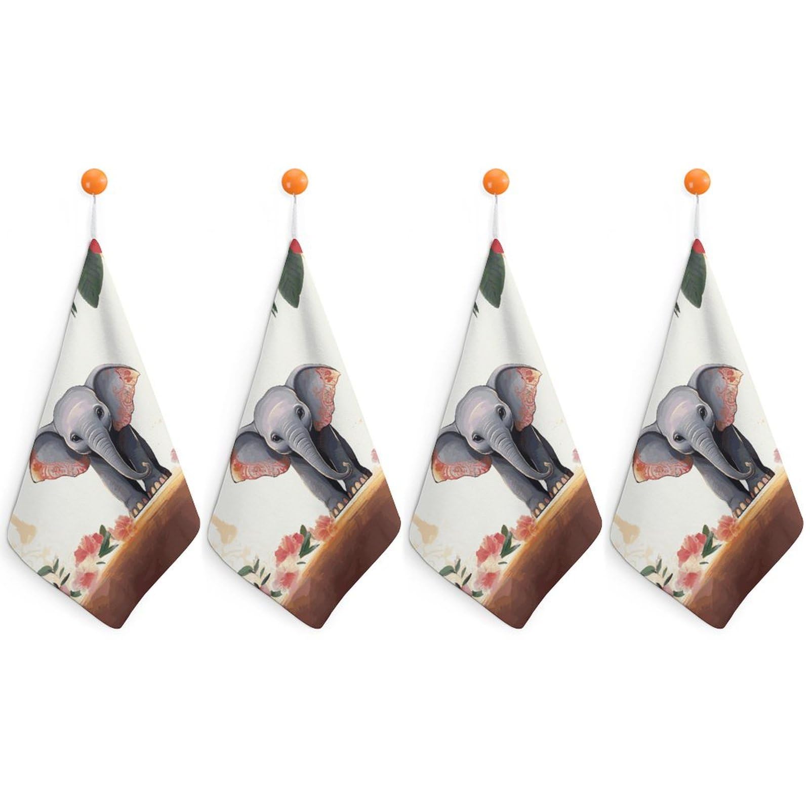Torchons microfibre super absorbants séchage rapide Lucky Elephant avec boucle lot de 4