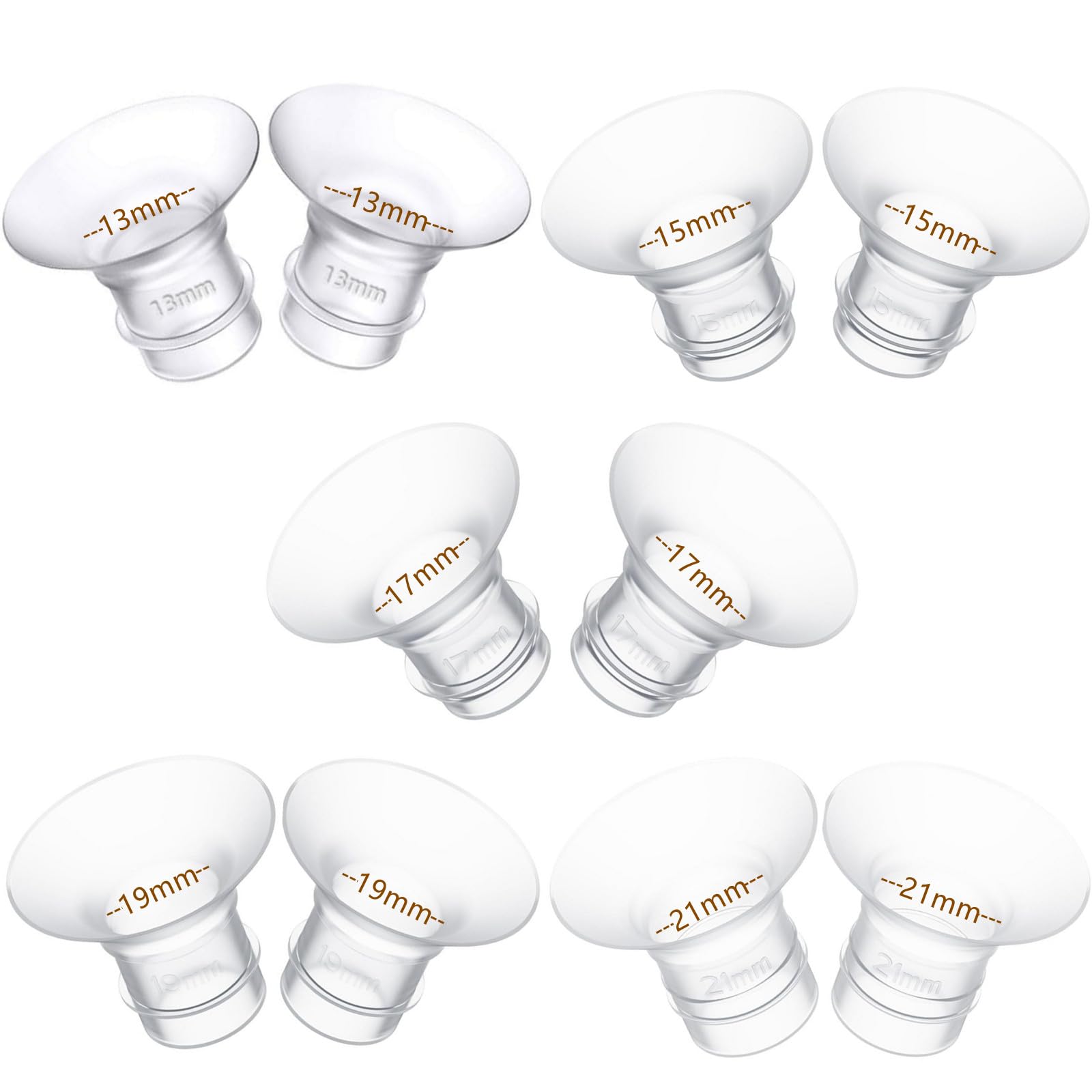 Photo 1 of 10PCS Flange Insert 13/15/17/19/21mm*2PCS Compatible with Momcozy M5/M6/M9/S12 Pro/S9 Pro/V1 Pro/V2 pro, Spectra/Medela/Elvie/NCVI/TSRETE/eufy/Lansinoh/Paruu/MomMed Breast Pump 24mm Shields/Flanges