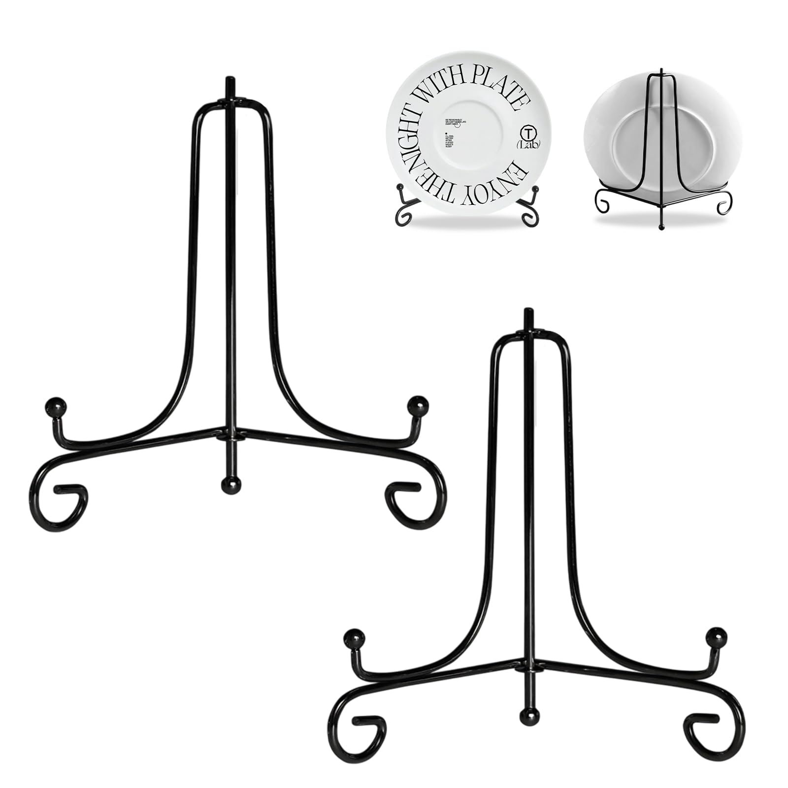 Tagmeiu Black 2Pack Iron Easel Display Stand, 4 Inch Foldable Plate Holder