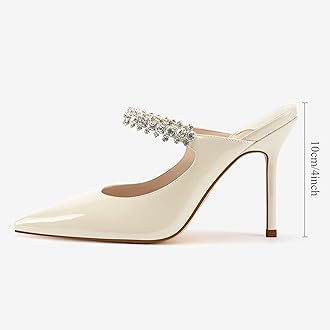 MIRAAZZURRA Women Heeled Mules Rhinestone Strappy Pointed Toe Mules Stiletto High Heels Slip On Bridal Sandals for Women