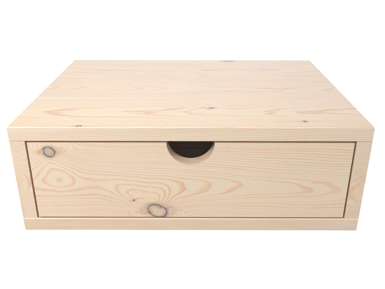 LA WEB DEL COLCHON Mesita Noche Madera Vintage Damasco con Cajon 35 (cms) x 34,5 x 15 (cms) Crudo Sin Pintar - Mesillas de Noche Flotantes de Madera Natural - Mesita de Noche Suspendidas