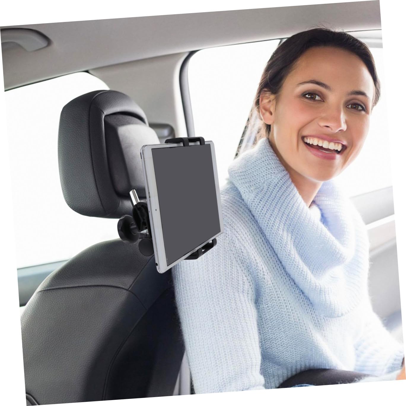 Support D'appui-tête pour Tablette de Voiture Noir Abs Silicone