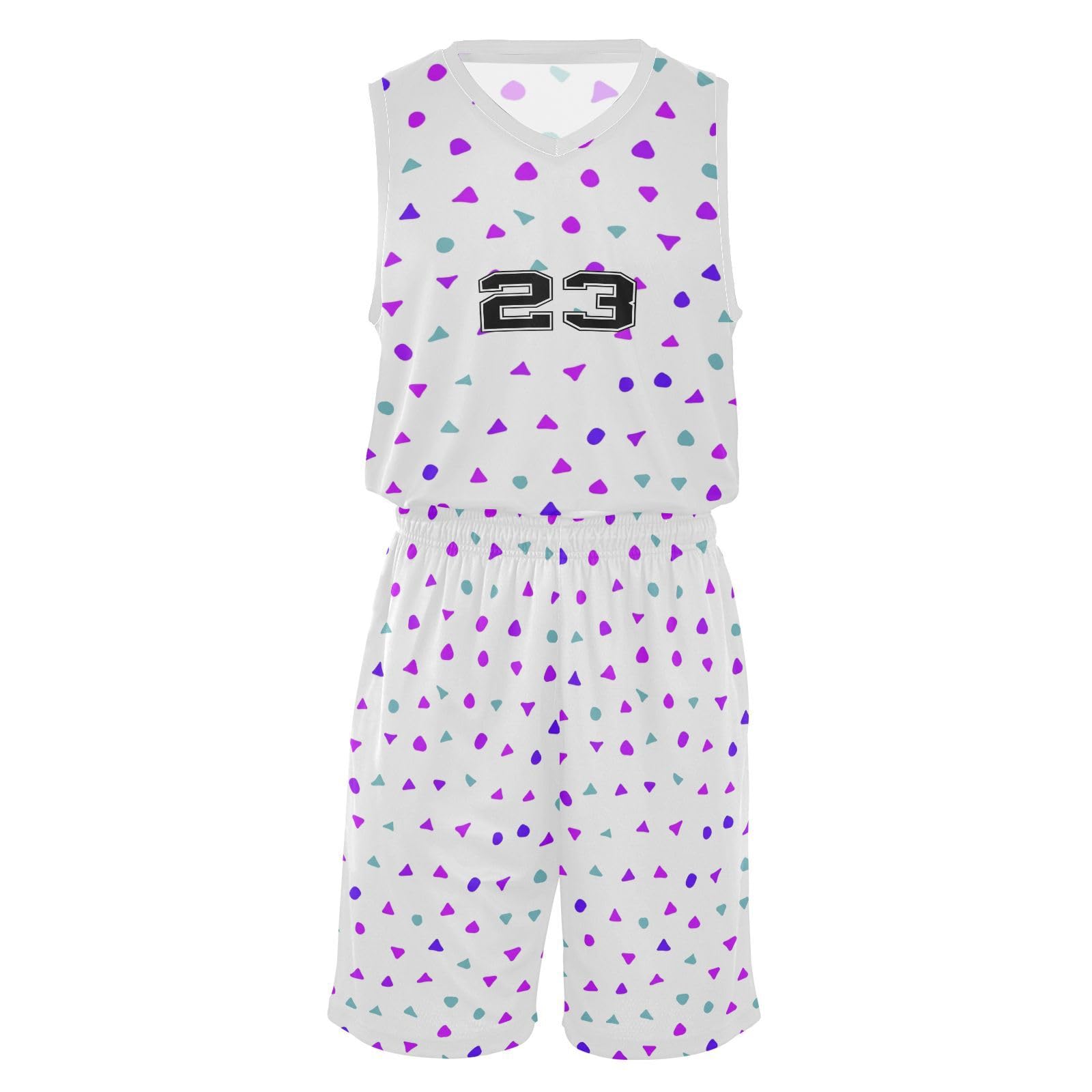 FLildon Little Triangle Polka Dots Boys Basketball Jersey Set Tank Top Shorts Tracksuit Sport Training Suit for Kids
