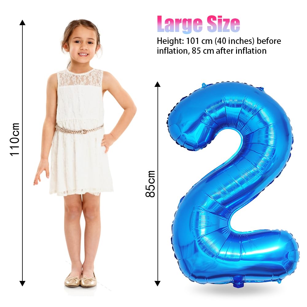 Foil Globo Número 5 Azul 40" (101cm), Inflable Helio o aire, Gigante Numeros 0-9, 10-19, 20-29, 30-100, Grande Globos Decoración para La Boda Aniversario y Cumpleaños Fiestas — view 10