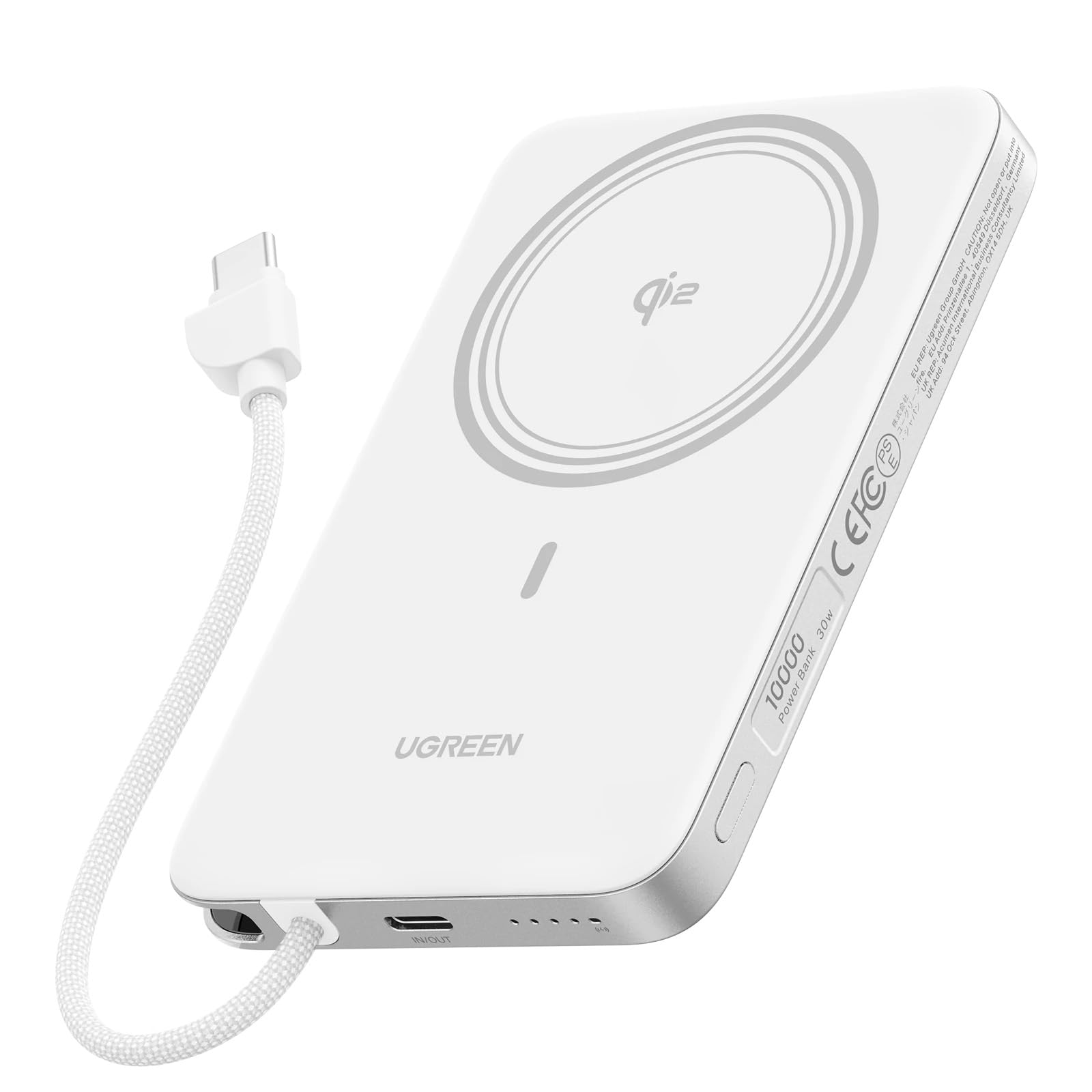 UGREEN Air モバイルバッテリー マグネット式ワイヤレス充電 薄型 10…