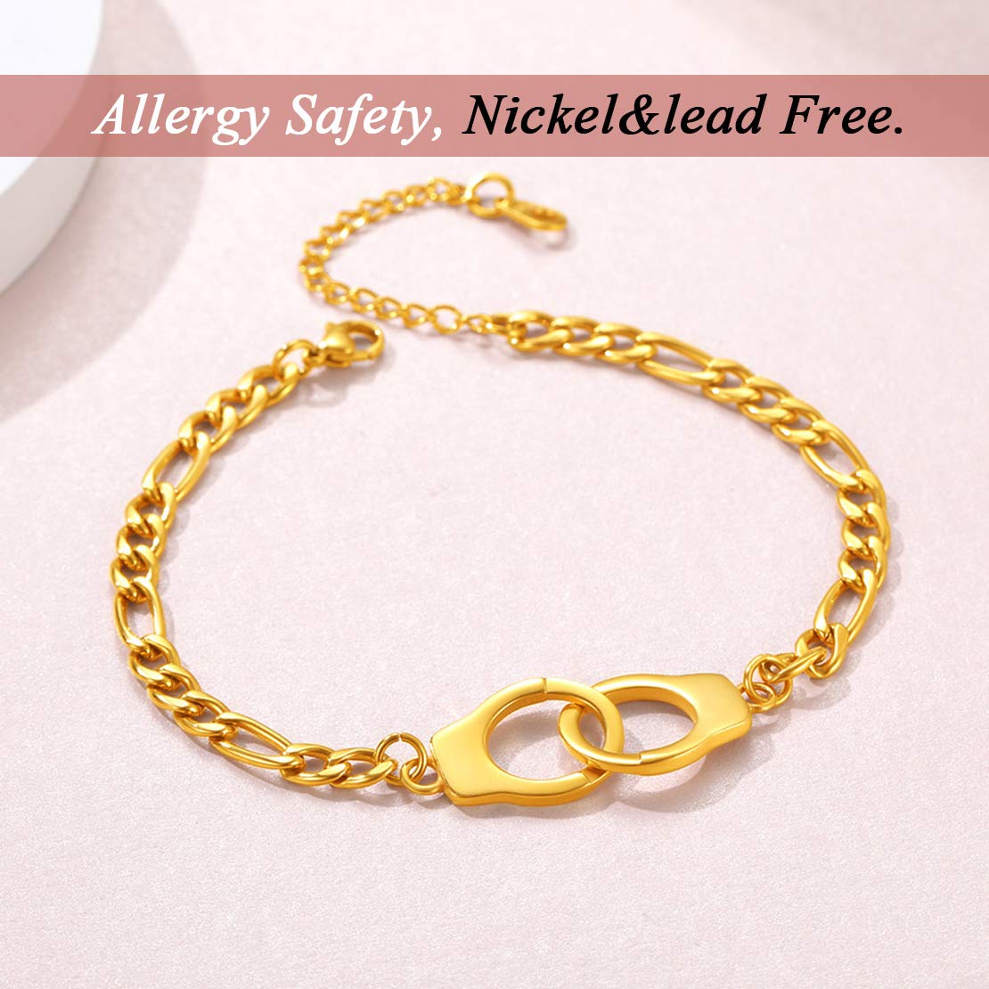 FindChic Collar/Pulsera/Tobillera de Esposas Abierto Acero Inoxidable Plateado/Dorado/Negro Joyas Personalizadas para Hombre Mujer