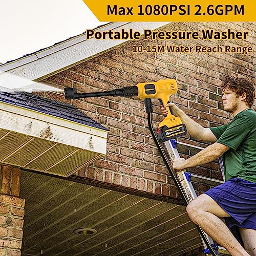 Maxipact Cordless Pressure Washer, 1080Psi-Brushless Portable Pressure Washer, 4 Speed Adjustment Lcd Touch Screen, Portable Power Washer With 6 In 1 Nozzle, 4.0Ah Battery Pressure Washer Washing Car thumb #1