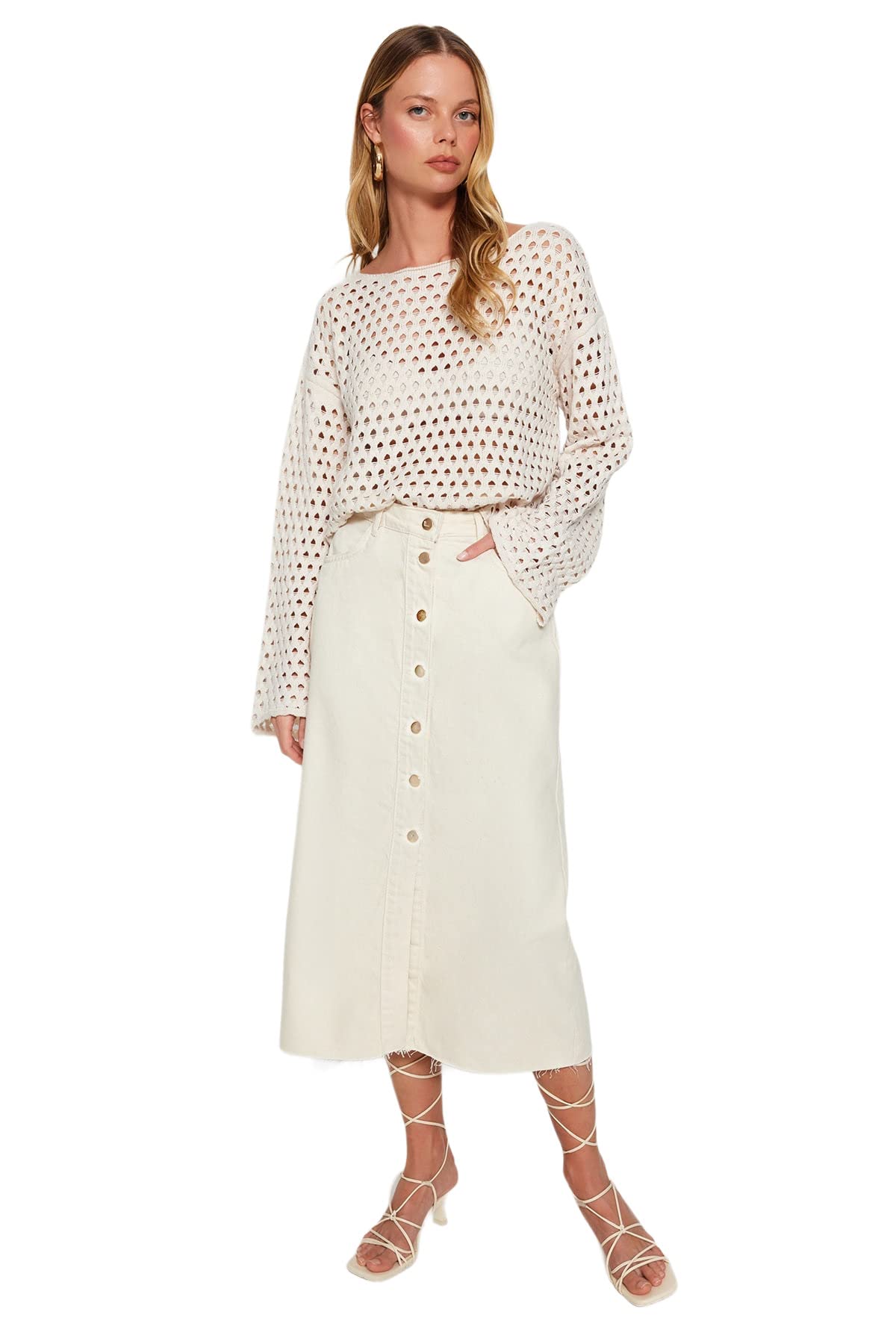 Trendyol Damen Gerade Maxi Basic Eine Linie Rock