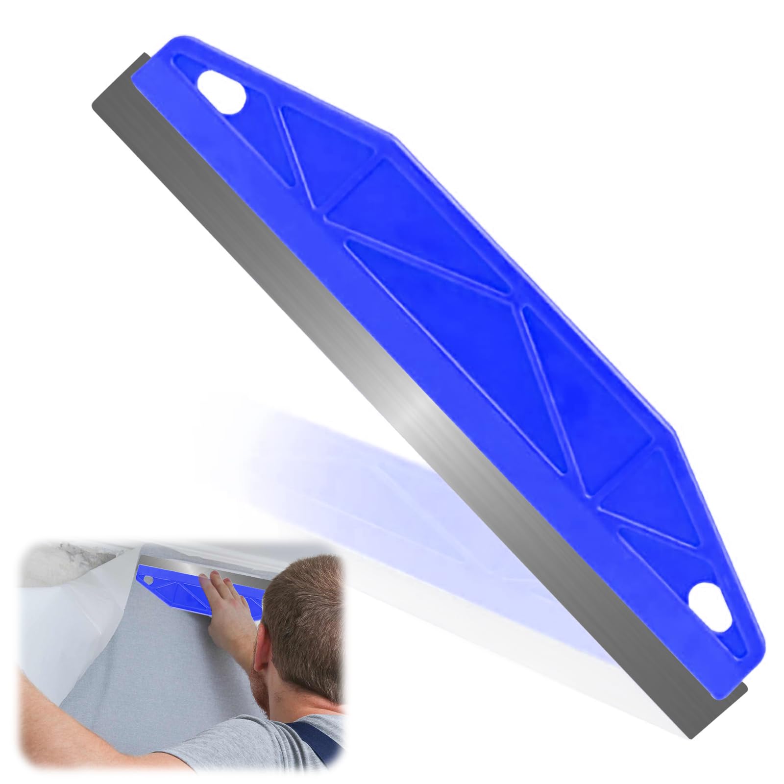 Modurio Blue Skirting Board Painting Tool, 12" Cutting In Tools For Painting In Walls & Skirting Boards, Stainless Steel Shield Edge Painting Tool, Paint Edging Tool For Diyers & Home Renovators(Blue)