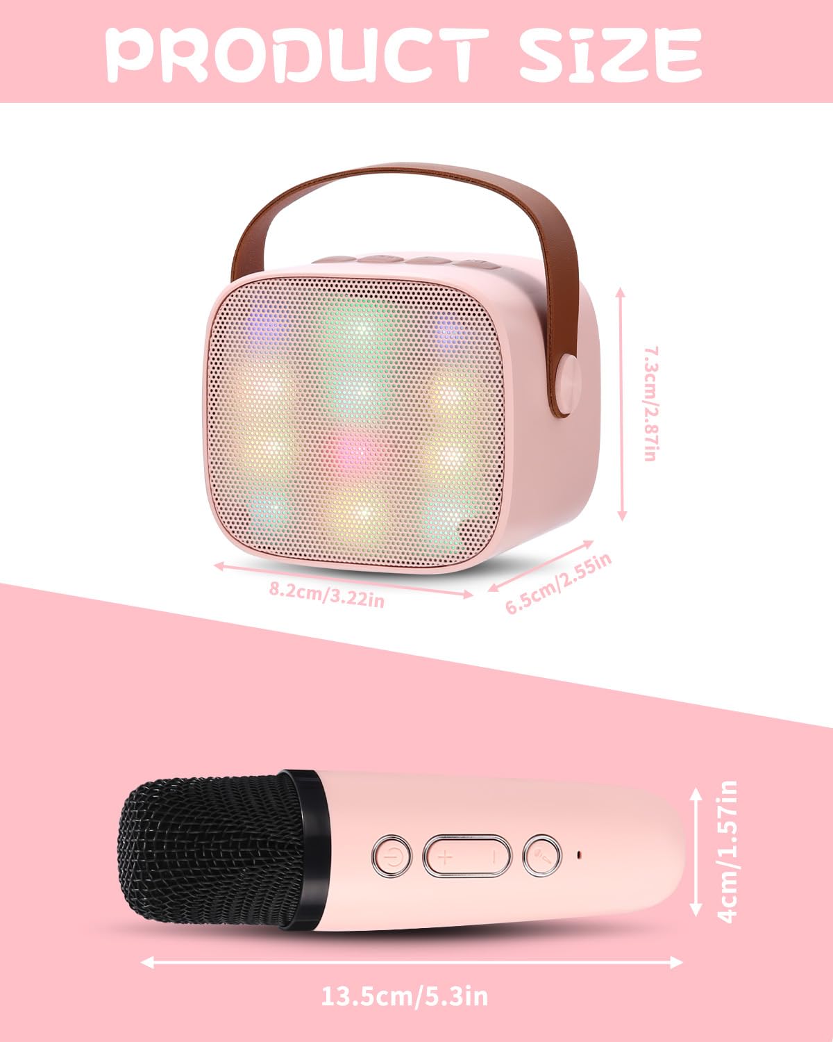 Karaoke Infantil,Karaoke 2 Microfonos, Karaoke Infantil y Microfono Inalambrico, Altavoz Bluetooth Portátil para Niñas y Niños, para Fiestas en Casa/Regalos/Juguetes