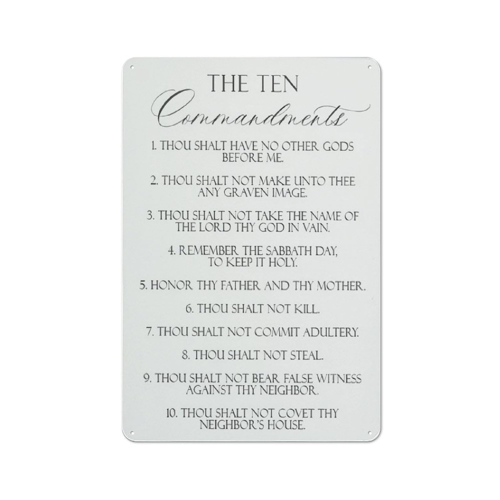 Vintage Metal Sign The Ten Commandments Metal Posters, God Bible Verses Inspirational Art For Living Room Decor, Christian Sayings Poster Picture, 10 Commandments Art For Office Decor 8X12 Inch
