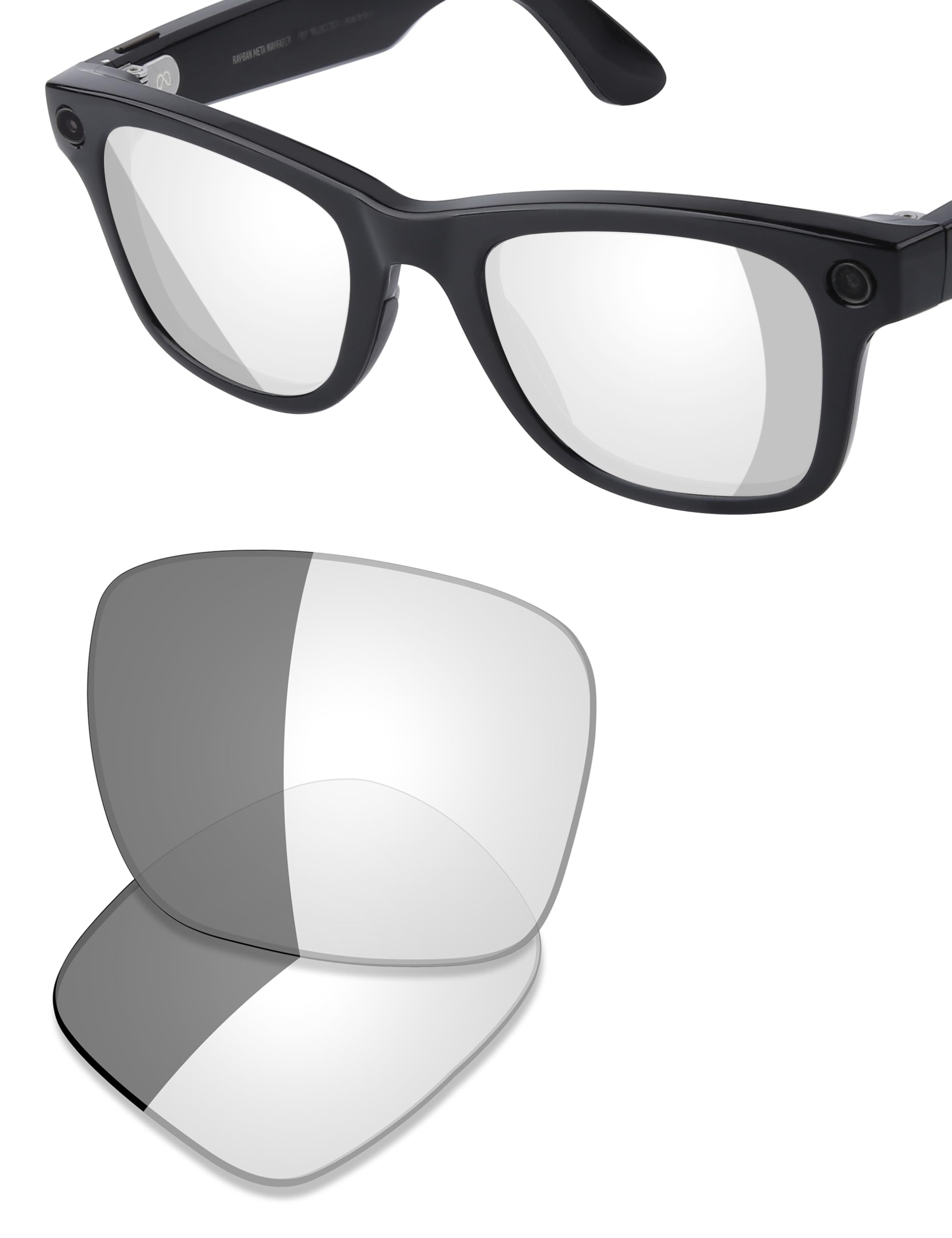 Saucer Lenti di ricambio di alta qualità compatibili con occhiali da sole Ray-Ban Meta Wayfarer (Gen 2) RW4012 da 50 mm
