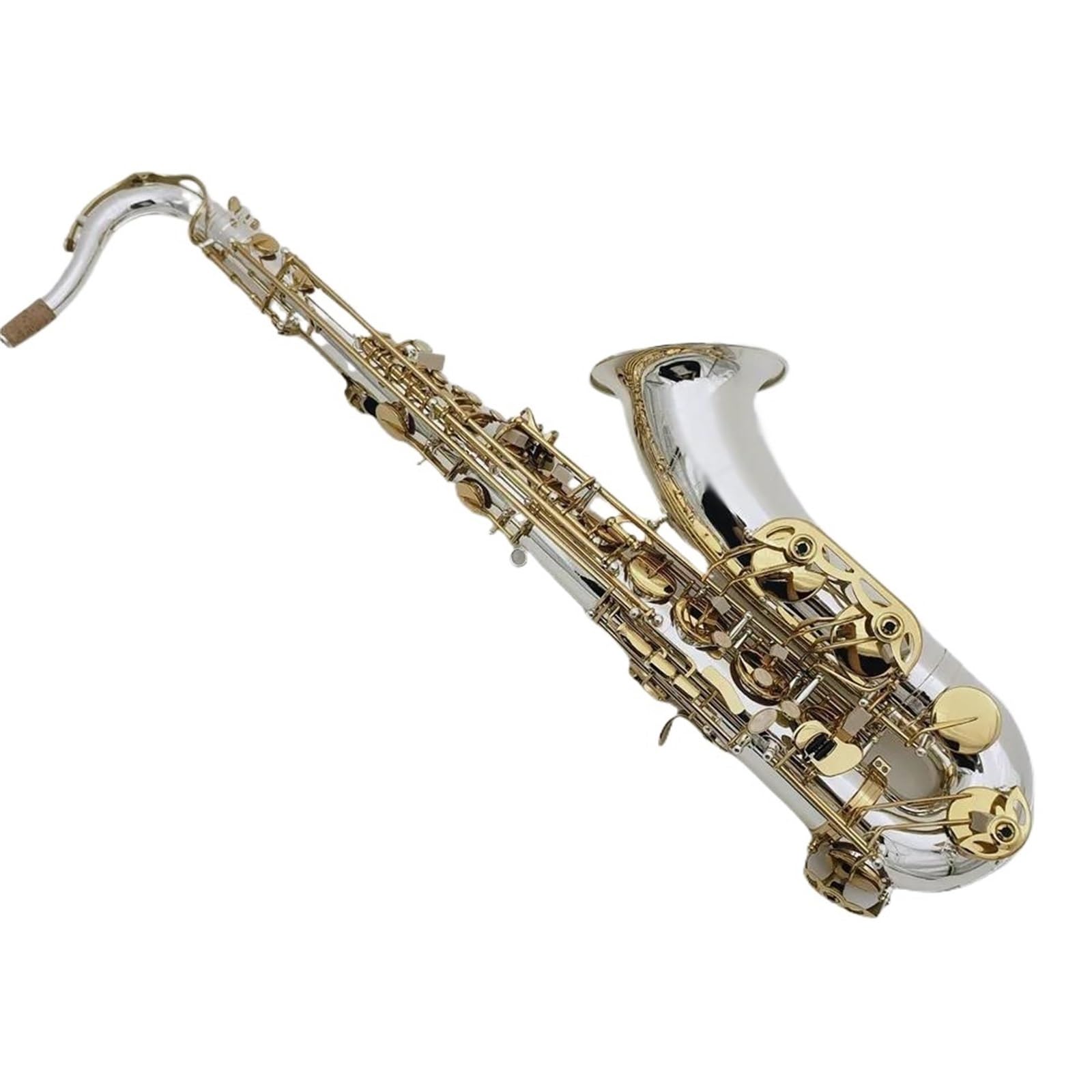 Saksofon Saksofon Tenorowy Bb Tune Posrebrzane Mosiężne Klawisze Instrumenty Dęte Drewniane Z Akcesoriami Do Futerału Na Ustnik (Color : High-end bag)