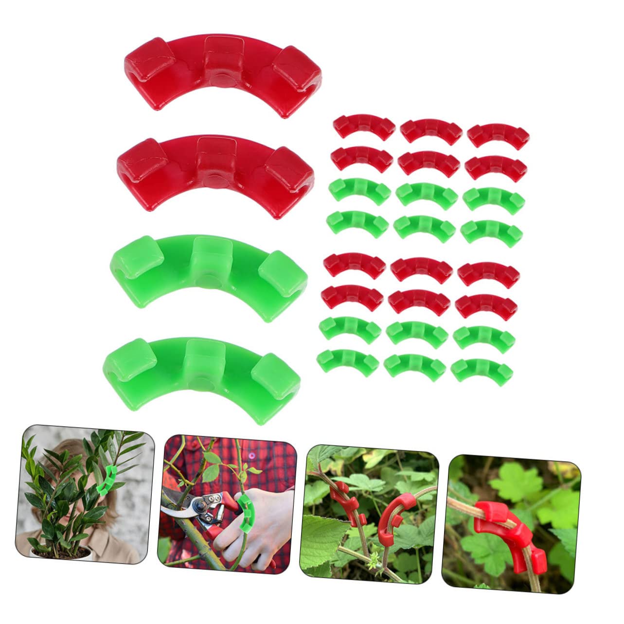 ifundom 5 Set Piegatrice di Piante Regolabile Clip di Supporto della Vite di Verdure Clip di Piante Flessione Piantare Morsetti Trainer Fermagli per Stelo da Giardino Plastica 60 Pezzi*5