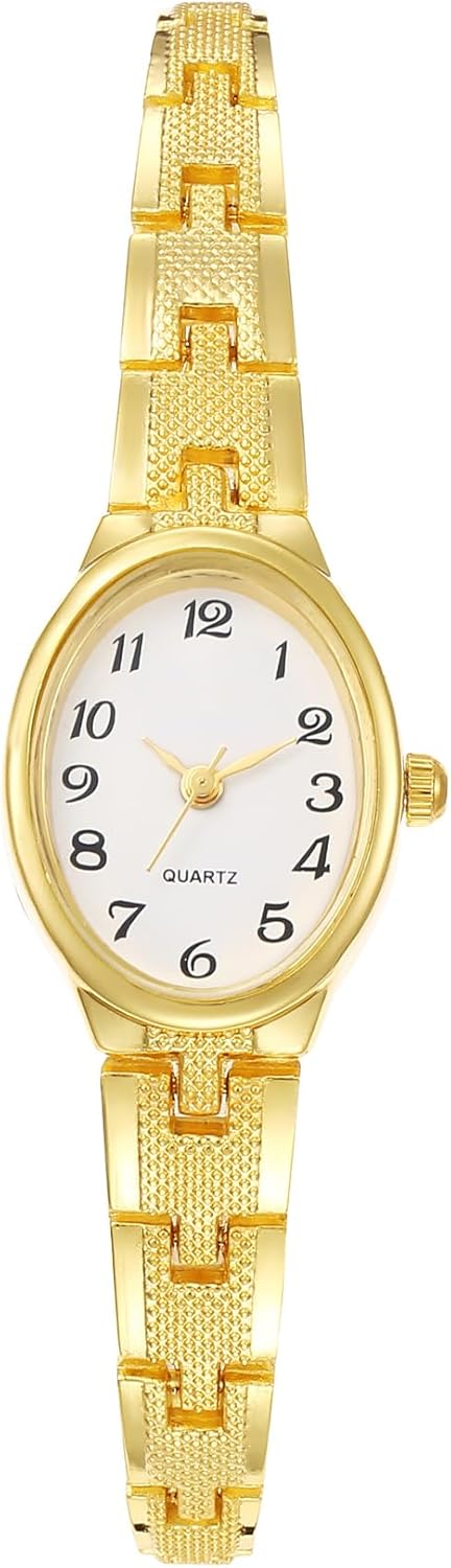 Luxury Watches for Women Gold Small Vintage Bracelet Elegant Oval Dial Fashion Quartz Wrist Watch