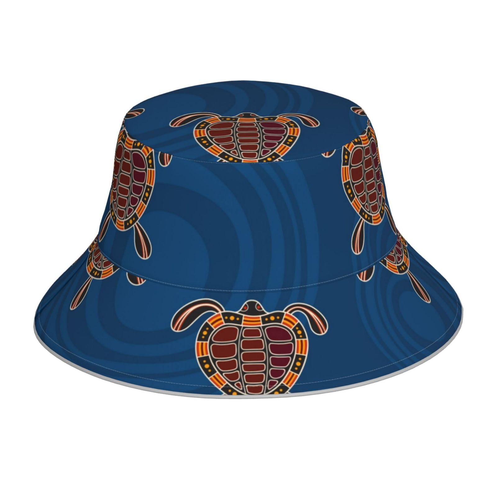 Cfan Unisex Multicolor Bucket Hat Aboriginal Australian Art Turtles Pattern Fishing Hats Summer Travel Beach Sun Packable Fisherman Cap