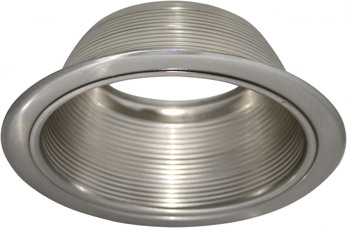 6" Inch Baffle Recessed Can Light Trim, Stepped, for BR30/38/40, PAR30/38, LED, Incandescent, CFL, Halogen (Satin Nickel, 1 Pack)