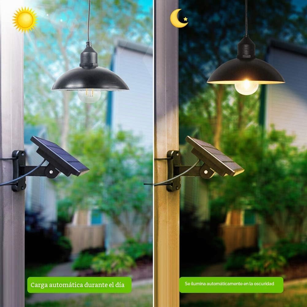 Lixada - Lámpara solar colgante E27 para exterior, luz sensible IP65, resistente al agua, para jardín, patio, terraza, balcón