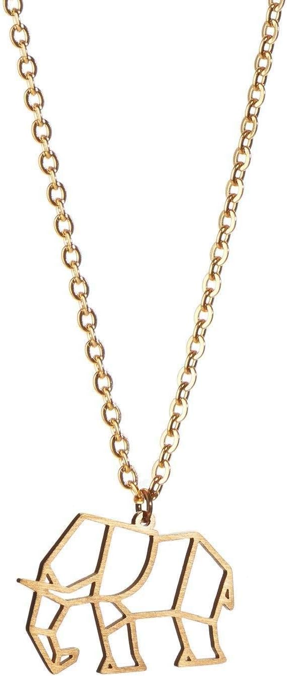 Elephant Gold โ La Menagerie Origami Jewellery & Gold Geometric Necklace โ 18 karat plated Gold Necklace & Elephant Necklaces for Women โ Elephant Necklace for Girls & Origami Necklace