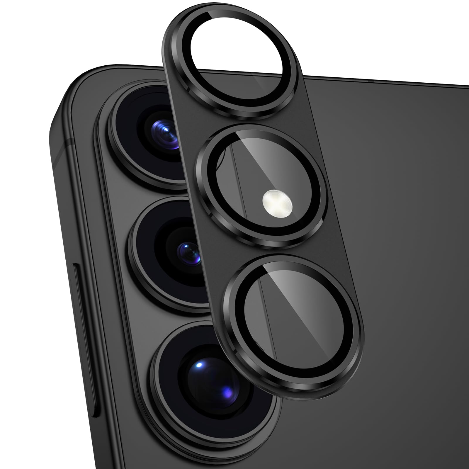 Woxuyee カメラフイルム Galaxy S26 用 カメラ保護 全面保護 9H強化ガラス アルミ合金 S26 レンズカバー 耐衝撃 フラッシュ干渉なし 黒縁取り 超高透過率 ギャラクシーs26 カメラカバー プロテクター 傷に強い ブラック