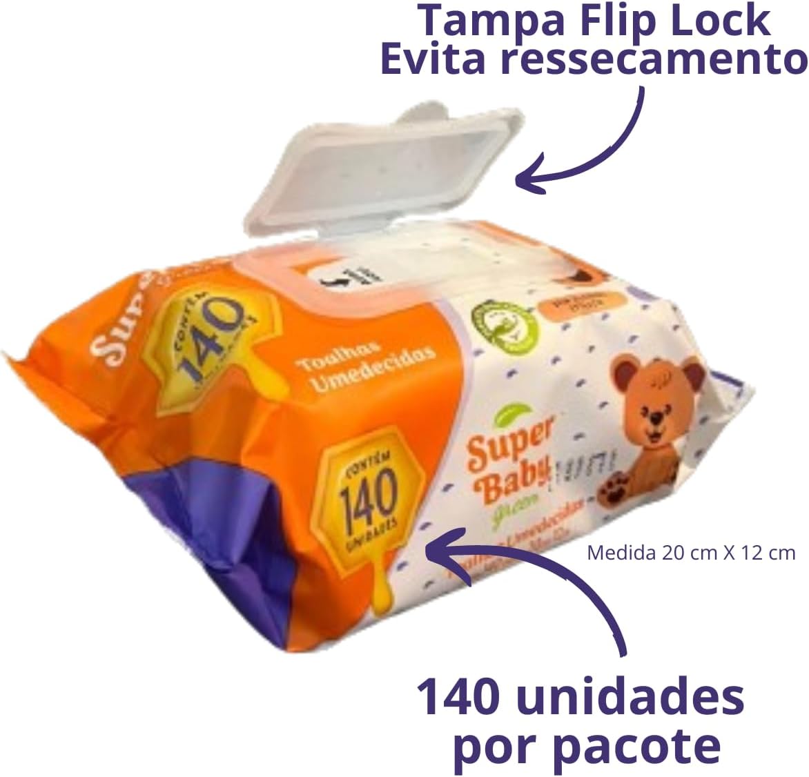 Lenços umedecidos toalhas umedecidas premium kit 6 Pacotes com 140 unid. Super Baby Green Proteção do Bebê