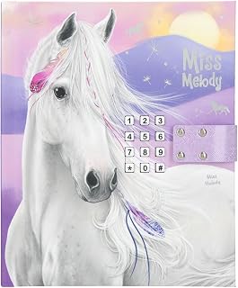 Depesche Miss Melody 12052 Diary with Numerical Code and Purple Sound, Book with Horse Motif and 80 Pages Lined and Illustrated in Bright Colours, Multicoloured, Approx. 18 x 15 x 3.5 cm