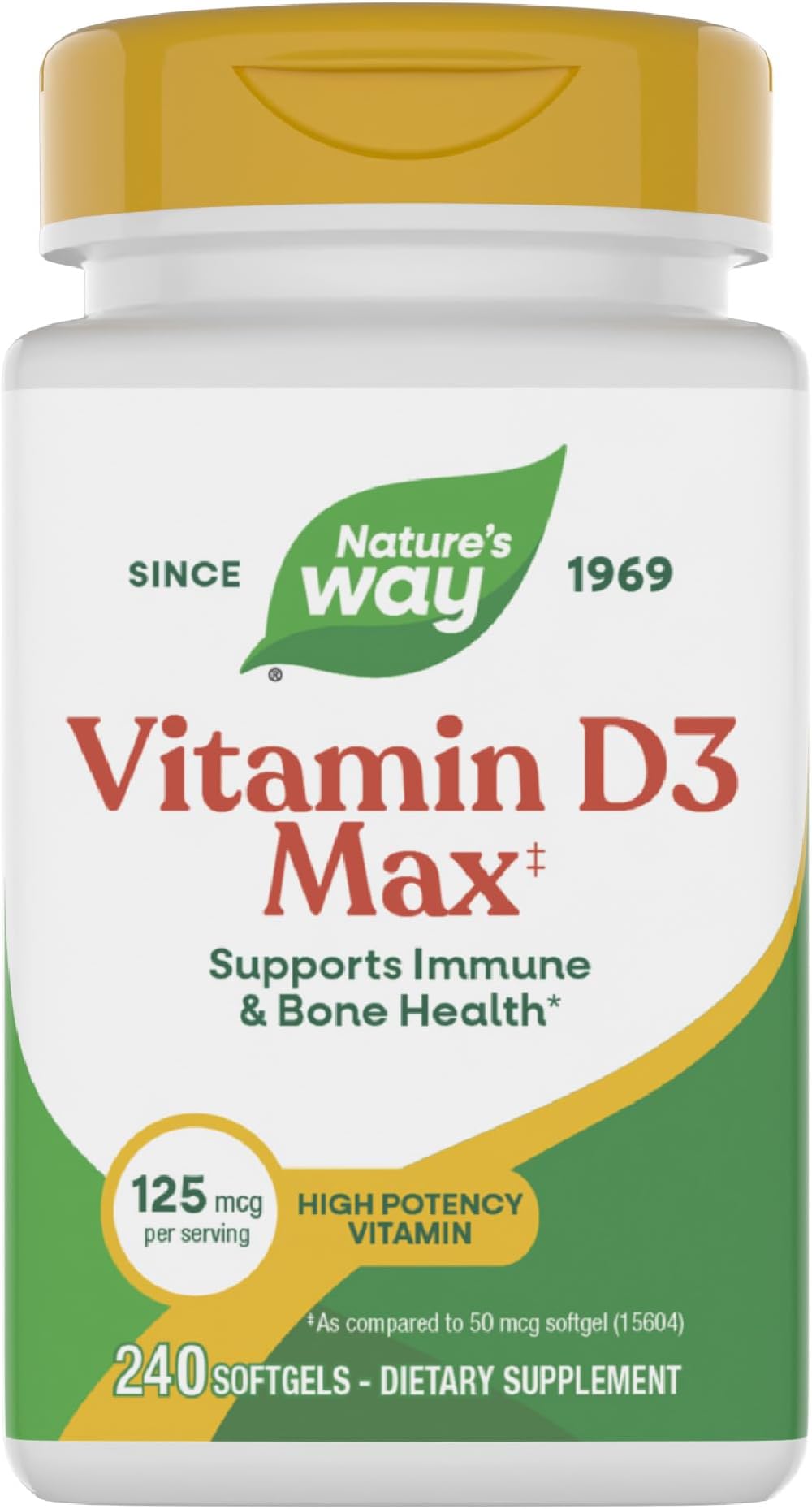 Vitamin D3 Max, Supports Healthy Bones and Teeth*, Supports Immune Health*, 125mcg per Serving, 240 Softgels