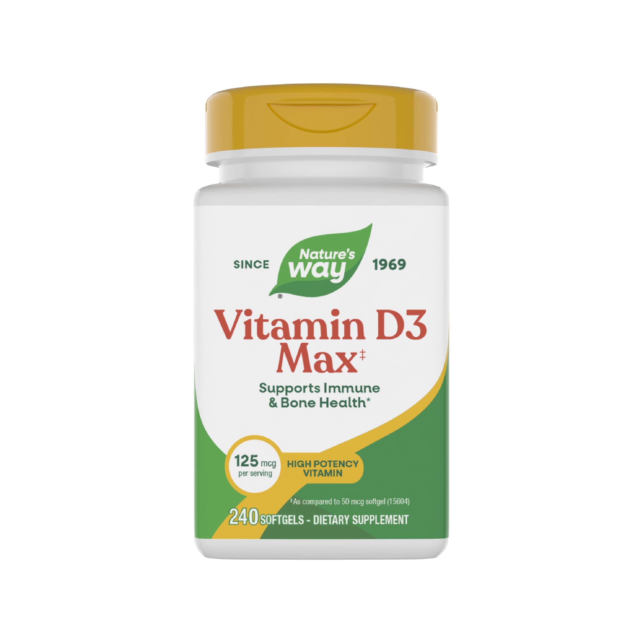 Nature's Way Vitamin D3 Max, Supports Healthy Bones and Teeth*, Supports Immune Health*, 125mcg per Serving, 240 Softgels