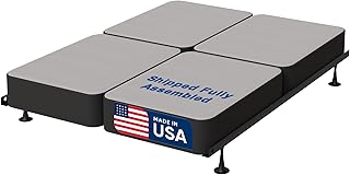 Treaton, 8-Inch Sturdy Wood Box Spring for Mattress Support - Durable and Fully Assembled, Natural Wood Foundation for King(Fold), Gray