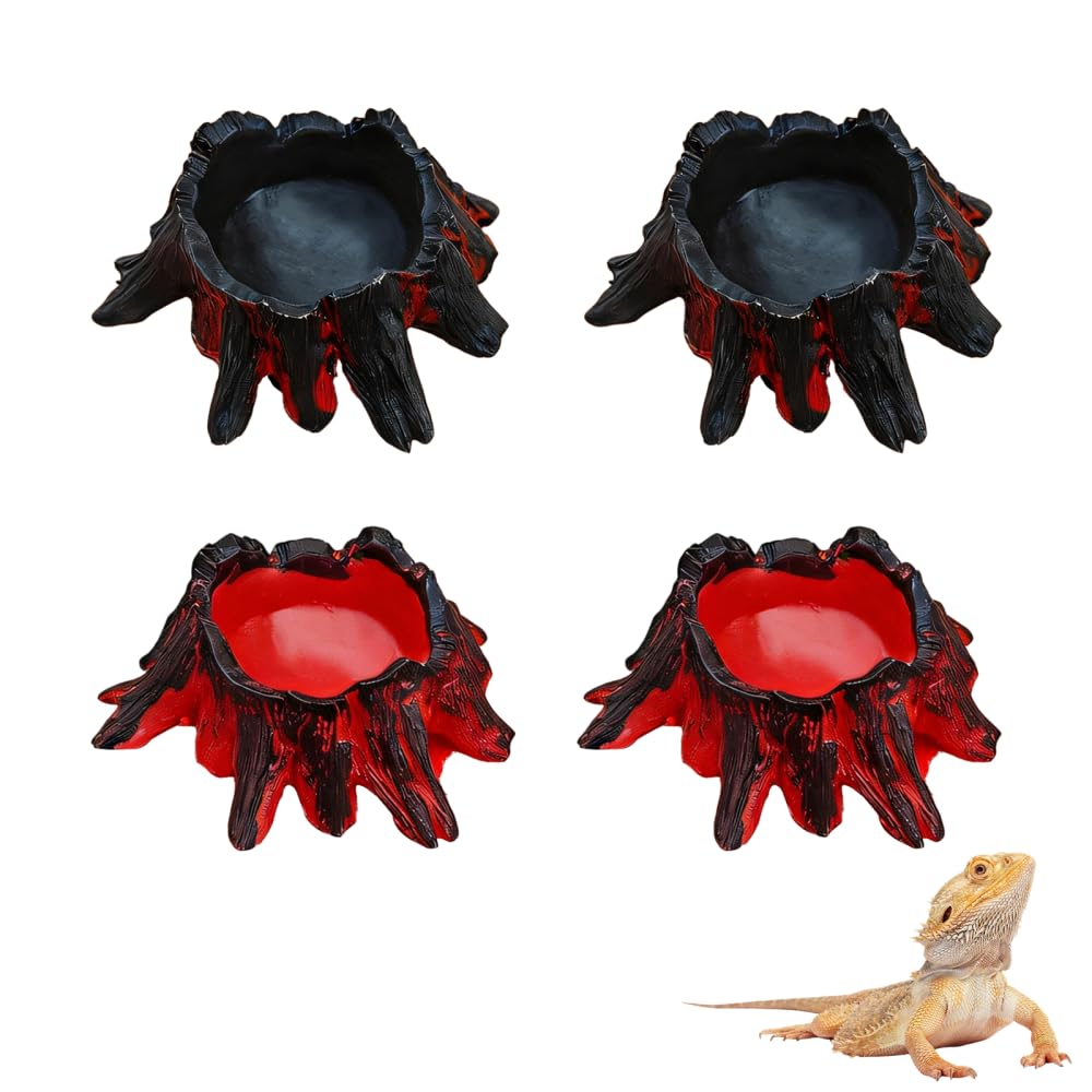 Reptile Water Bowls, 4Pcs Resin Volcano-Shaped Mini Reptiles Water Dish