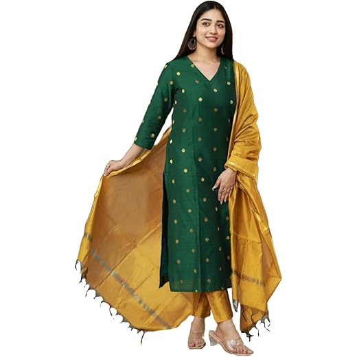 GoSriKi Womens Kurta Pant Dupatta Set
