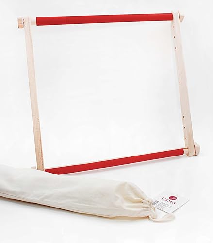 Miniatura 2 de Luca-S SRL - Marco de costura, marco de bordado con clips, costura de tapiz de punto de cruz (7.9 x 9.4 in), color beige y rojo