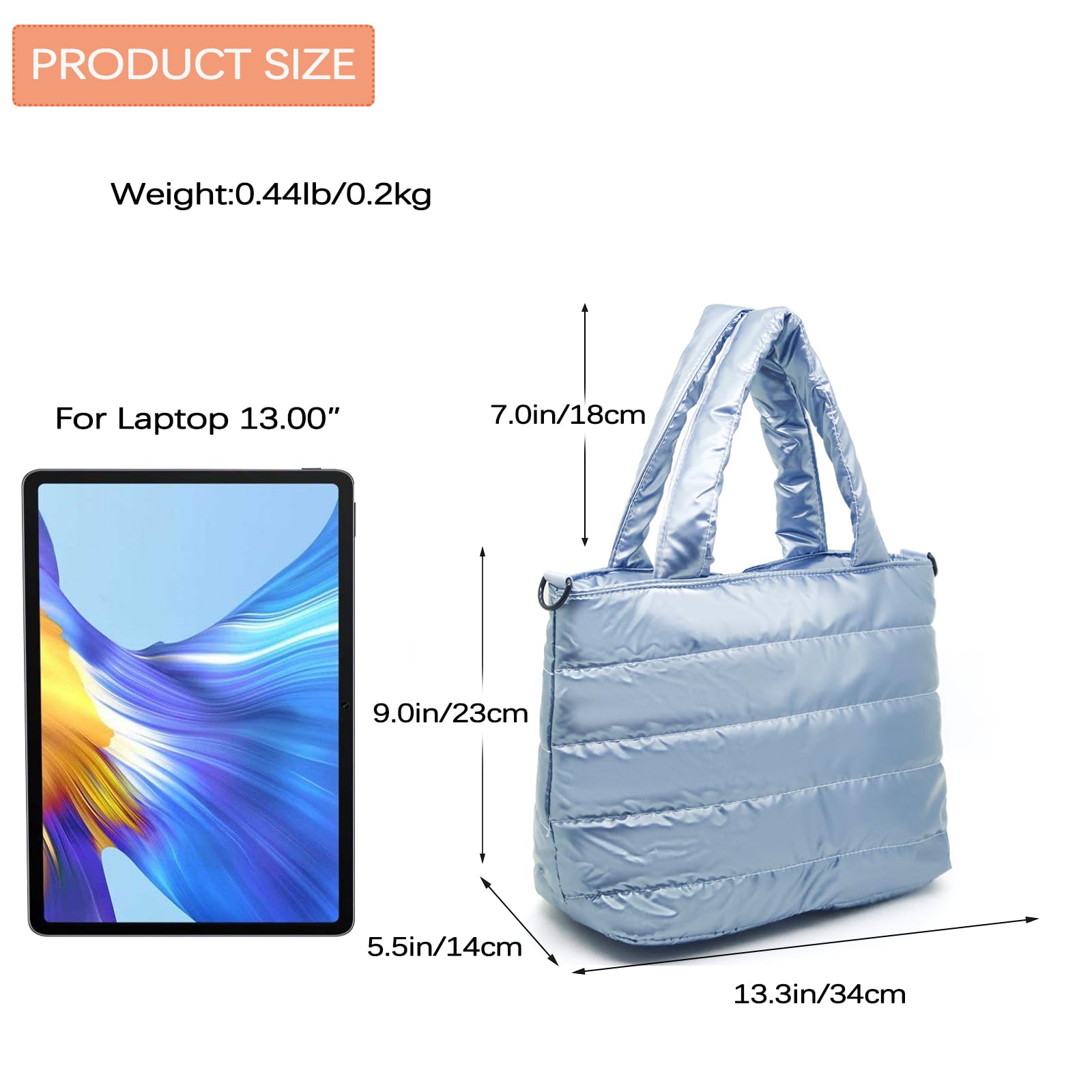 Crbeqabe Puffer Carryall Tote Bag for Women Quilted Shoulder Bag for Travel Lightweight Cotton Padded Hobo Handbag