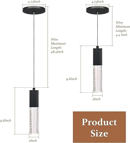 Miniatura 2 de ELLI-Riz Luces colgantes, luz LED integrada de 3000 K, lámpara colgante duradera mejorada para isla de cocina, cristal de burbujas de alta calidad,