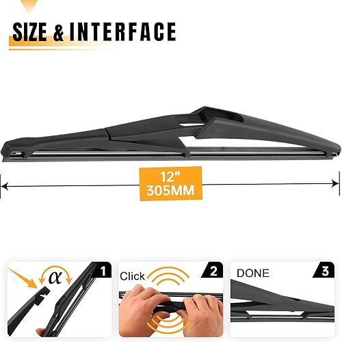 Miniatura 3 de AUTOBOO Repuesto de limpiaparabrisas trasero de 12 pulgadas para Nissan Cube 2014-2009 Micra 2019-2015 Murano 2021-2009 Pathfinder 12-04 Quest