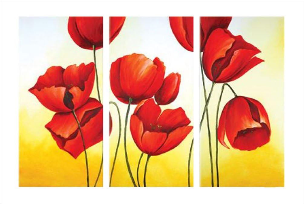 Neonphoenix 3 Pieces Hand painted Framed Modern Kitchen Canvas Paintings Blossoming Wall Art Oil Painting Set Bar Dinning Room Decorative Pictures (bigger one)