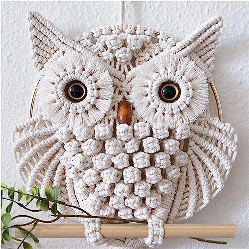 Attrape-rêves hibou macramé décoration murale bohème chic