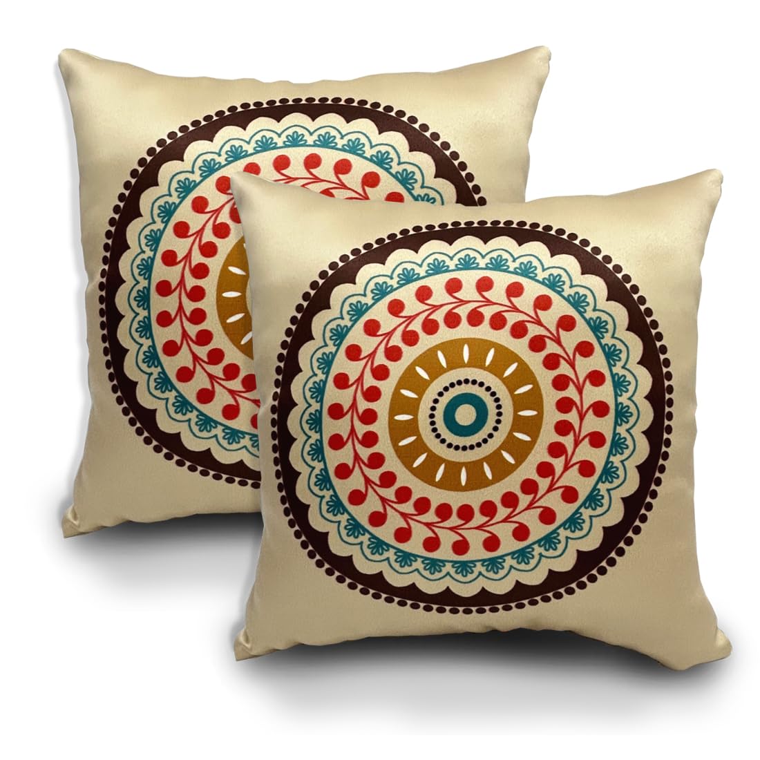FURNISHYA Whiteout Polyester Decorative Cushion Cover 16"x16" (40x40 cm) - Beige - Mandala Floral Digital Print, Medium Square Pillow Case for Chair, Seat, Bed, Office & Home (Set of 2) (B0BGH48SNQ) Amazon Price History, Amazon Price Tracker